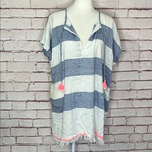 Pomegranate 100% Cotton Striped Beach Coverup Dress Small